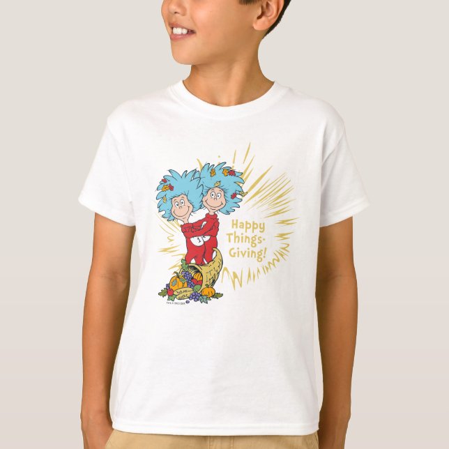 Thing One Thing Two Happy Things-Giving! T-Shirt (Front)