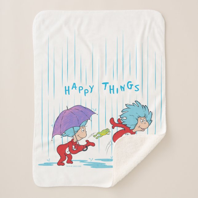 Thing One Thing Two Happy Things Sherpa Blanket (Front)
