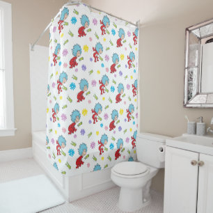 Thing One Thing Two Hoppy Frog Things Pattern Shower Curtain