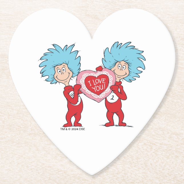 Thing One Thing Two I Love You Paper Coaster (Front)