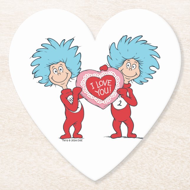 Thing One Thing Two I Love You Paper Coaster (Front)