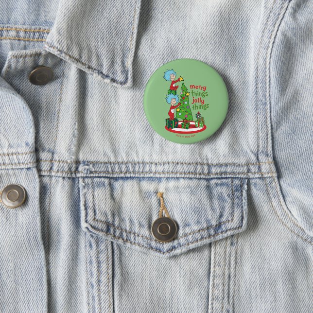 Thing One Thing Two Merry Things Jolly Things 6 Cm Round Badge (In Situ)