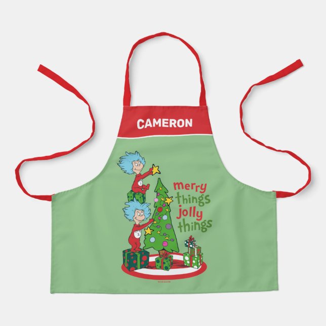 Thing One Thing Two Merry Things Jolly Things Apron (Front)