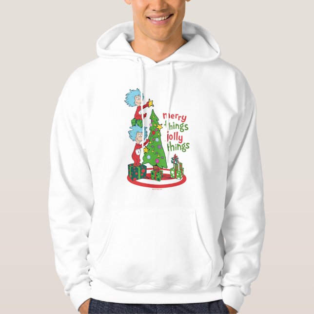 Thing One Thing Two Merry Things Jolly Things Hoodie (Front)