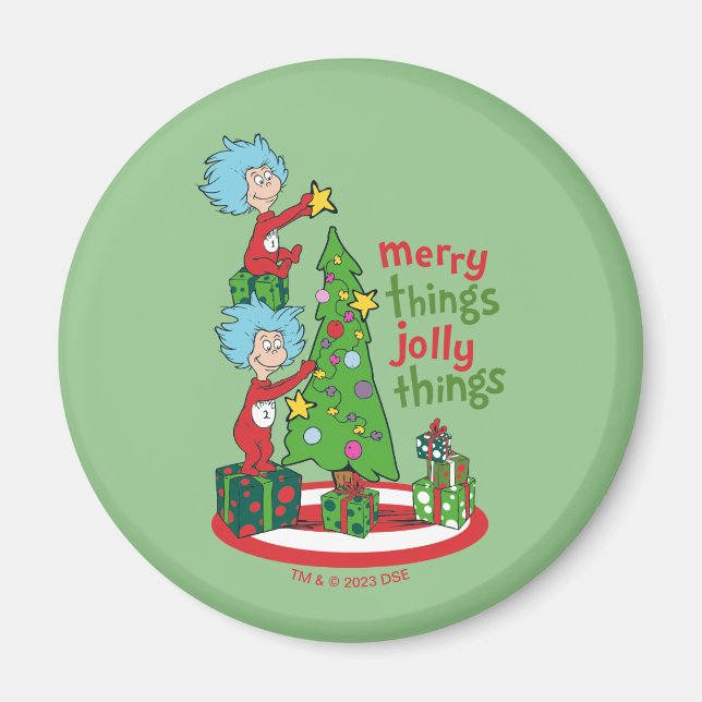 Thing One Thing Two Merry Things Jolly Things Magnet (Front)