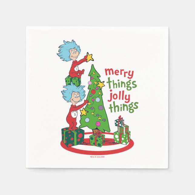 Thing One Thing Two Merry Things Jolly Things Napkin (Front)