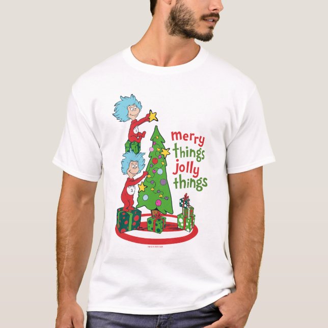 Thing One Thing Two Merry Things Jolly Things T-Shirt (Front)