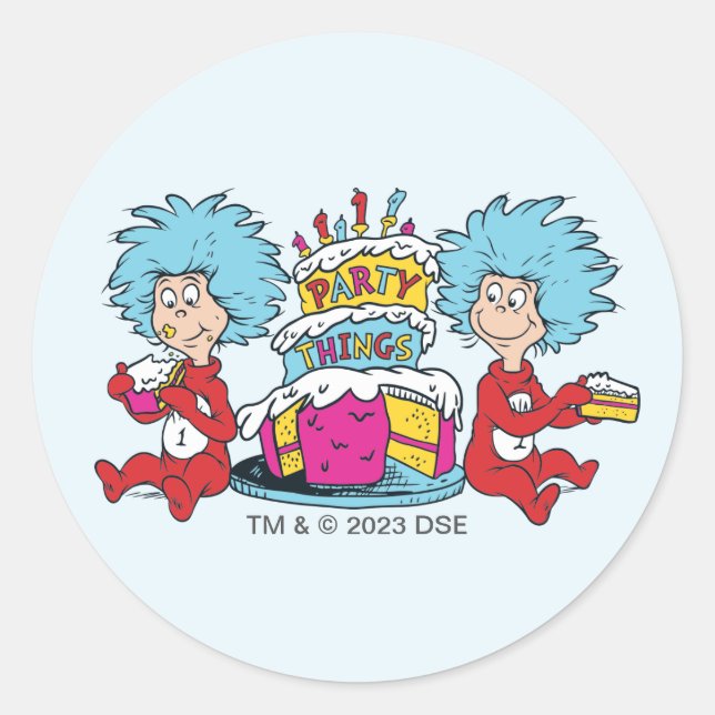 Thing One Thing Two Party Things Classic Round Sticker (Front)