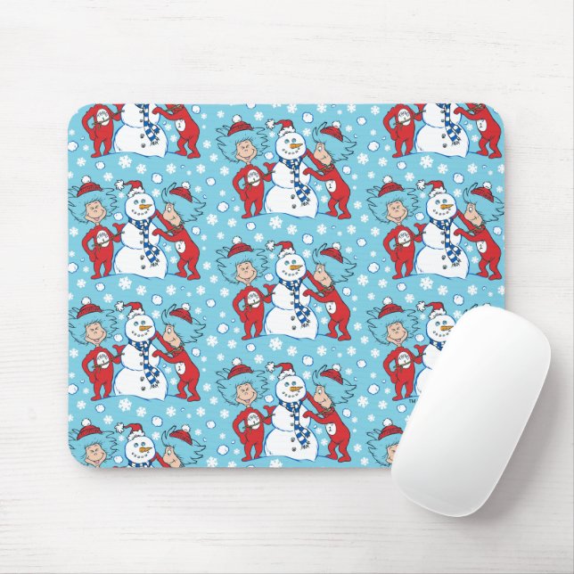 Thing One Thing Two Snowman Pattern Mouse Mat (With Mouse)
