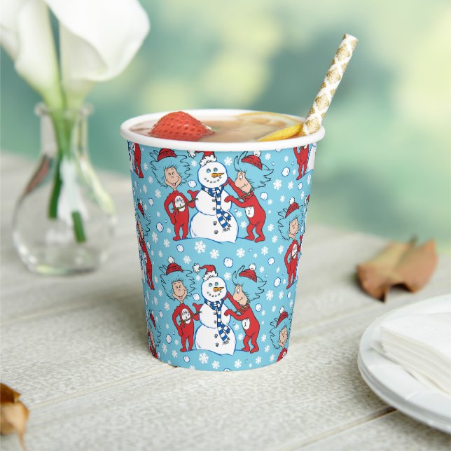 Thing One Thing Two Snowman Pattern Paper Cups (Insitu)