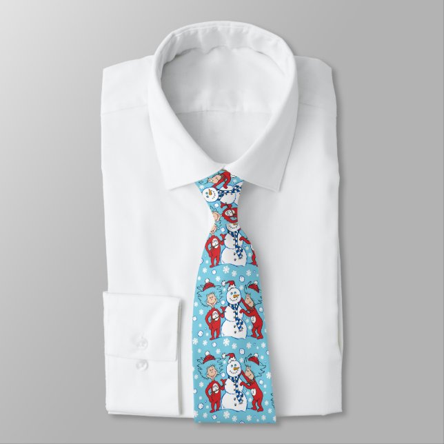 Thing One Thing Two Snowman Pattern Tie (Tied)