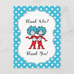 Thing One Thing Two   Twins Baby Shower Thank You Postcard