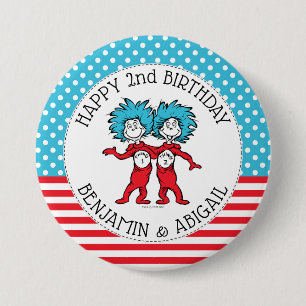 Thing One Thing Two   Twins Birthday 7.5 Cm Round Badge