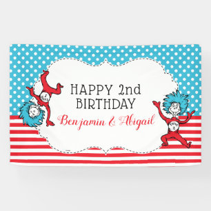 Thing One Thing Two   Twins Birthday Banner