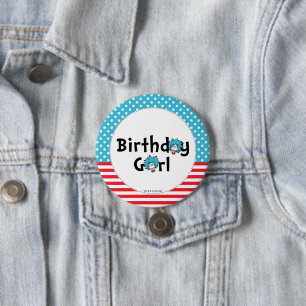 Thing One Thing Two Twins Birthday   Birthday Girl 7.5 Cm Round Badge