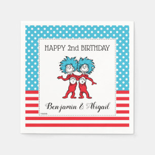 Thing One Thing Two Twins Birthday Napkin