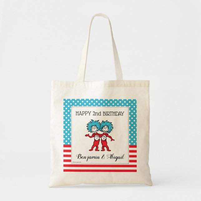 Thing One Thing Two | Twins Birthday Tote Bag (Front)