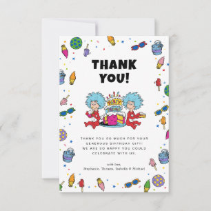 Thing One Thing Two   Twins Confetti Birthday Thank You Card