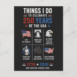 Things I Do Celebrate 250 Years USA 1776 Postcard