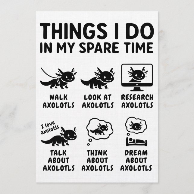 Things I Do In My Spare Time Axolotl Hobby Invitation (Front)