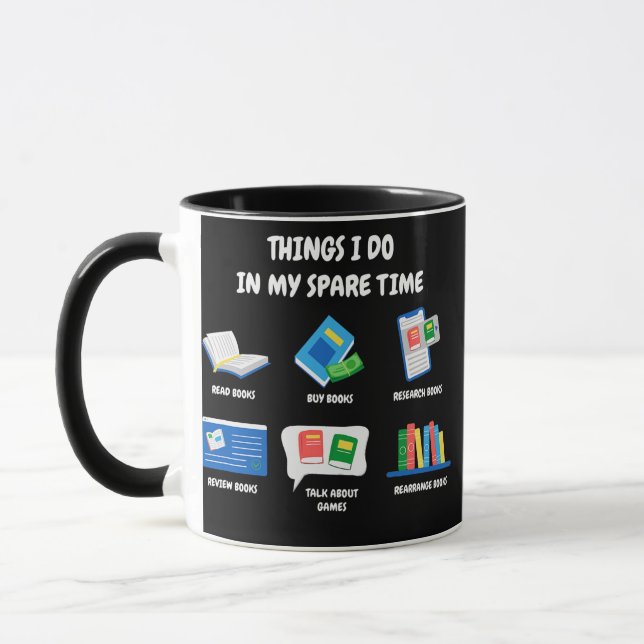 Things I Do In My Spare Time Book Lover Book Nerd Mug (Left)