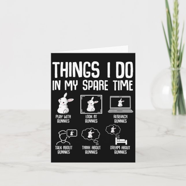 Things I Do In My Spare Time Bunny Rabbit Girls Ki Card (Front)