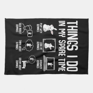 Things I Do In My Spare Time Bunny Rabbit Tea Towel