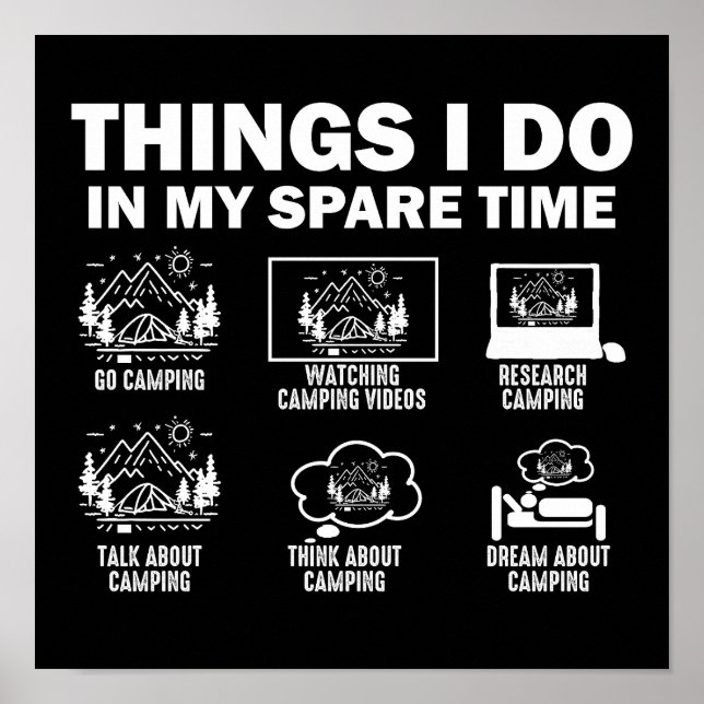Things I Do In My Spare Time Camping Poster (Front)