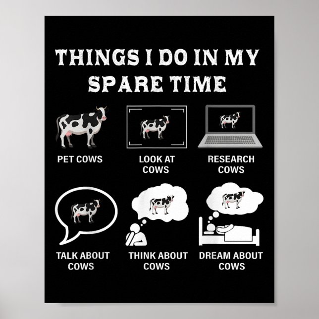 Things I Do In My Spare Time Cow Lover Farmer Cows Poster (Front)