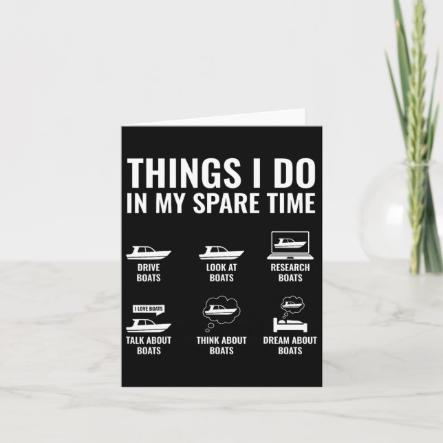 Things I Do In My Spare Time Funny Boat Captain Bo Card (Front)