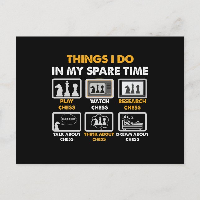 Things I Do In My Spare Time Funny Chess Player  Postcard (Front)