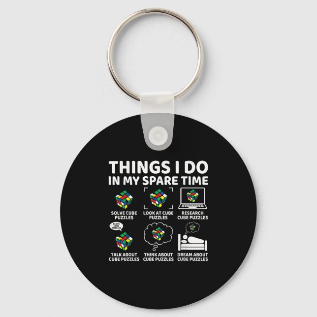 Things I Do In My Spare Time Funny Cube Puzzle Spe Key Ring (Front)