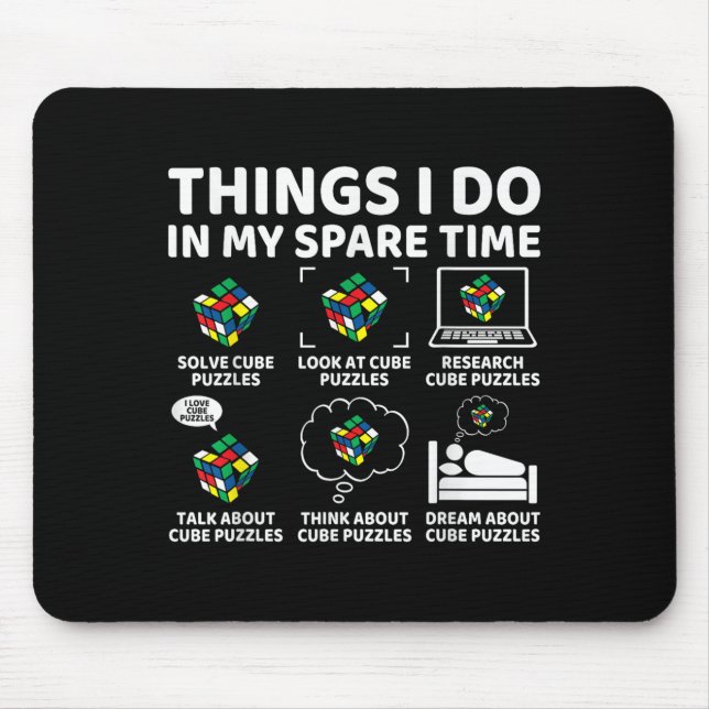 Things I Do In My Spare Time Funny Cube Puzzle Spe Mouse Mat (Front)