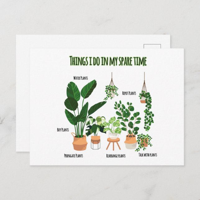 Things I Do In My Spare Time - Gardener, Gardening Postcard (Front/Back)