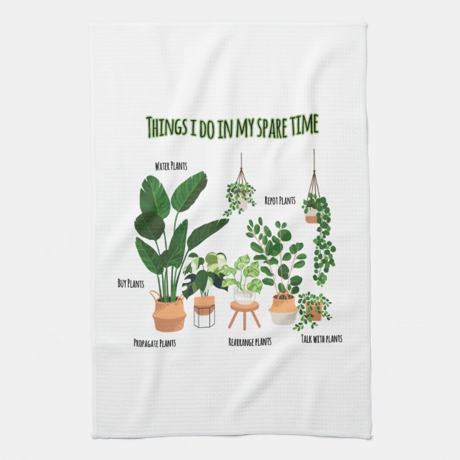 Things I Do In My Spare Time - Gardener, Gardening Tea Towel (Vertical)