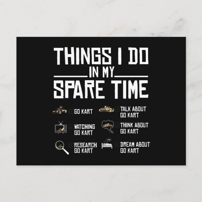 Things I Do In My Spare Time, Go Kart Postcard (Front)