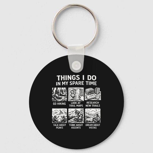 Things i do in my spare time hiking retro  key ring (Front)