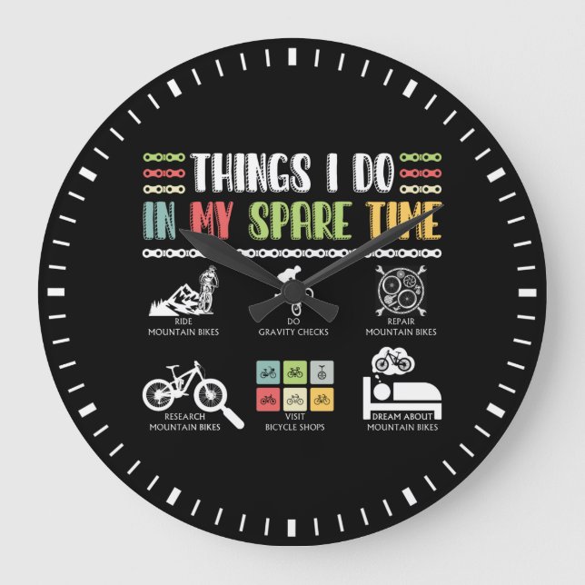 Things I Do In My Spare Time - MTB Mountain Bike Large Clock (Front)