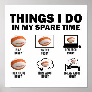 Things I Do In My Spare Time Rugby Poster