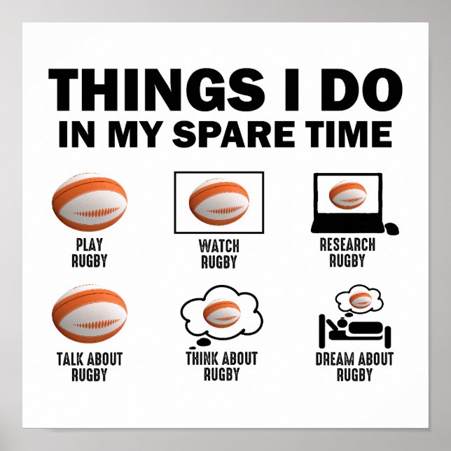 Things I Do In My Spare Time Rugby Poster (Front)