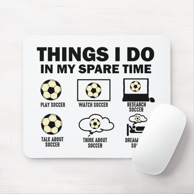 Things I Do In My Spare Time Soccer Mouse Mat (With Mouse)