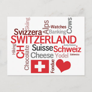 Things I Love About Switzerland, Cheese, Chocolate Postcard