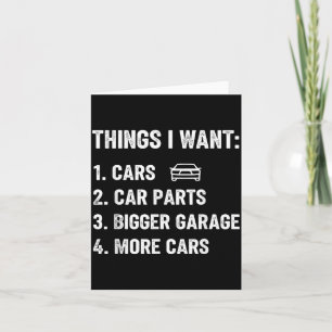 Things I Want Car Parts Funny Car Guy Mechanic Gar Card