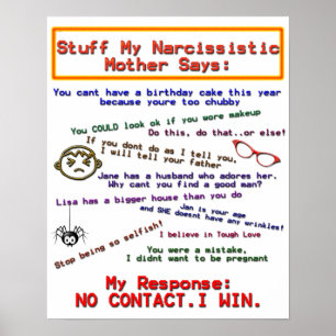 Things My Narcissistic Mum Says Poster