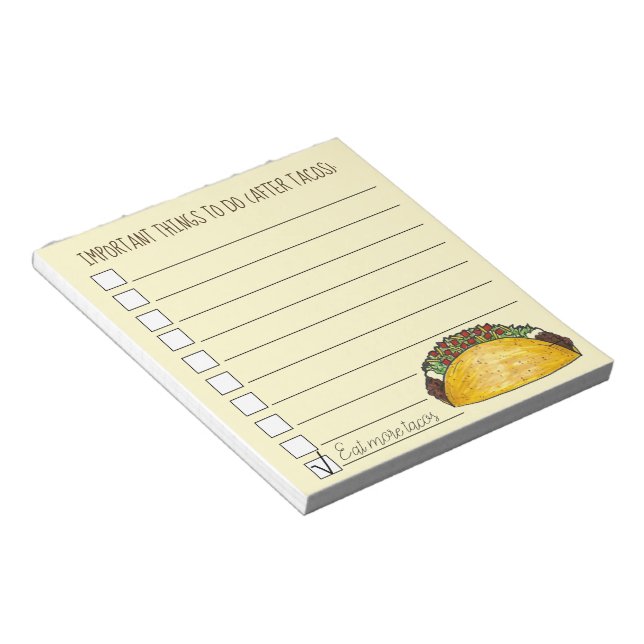 Things To Do After Tacos Mexican Food Checklist Notepad (Angled)