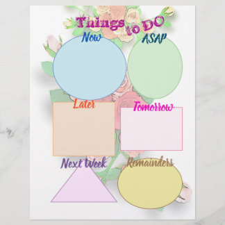 Things to DO and Today Schedule Roses Planner Custom Letterhead