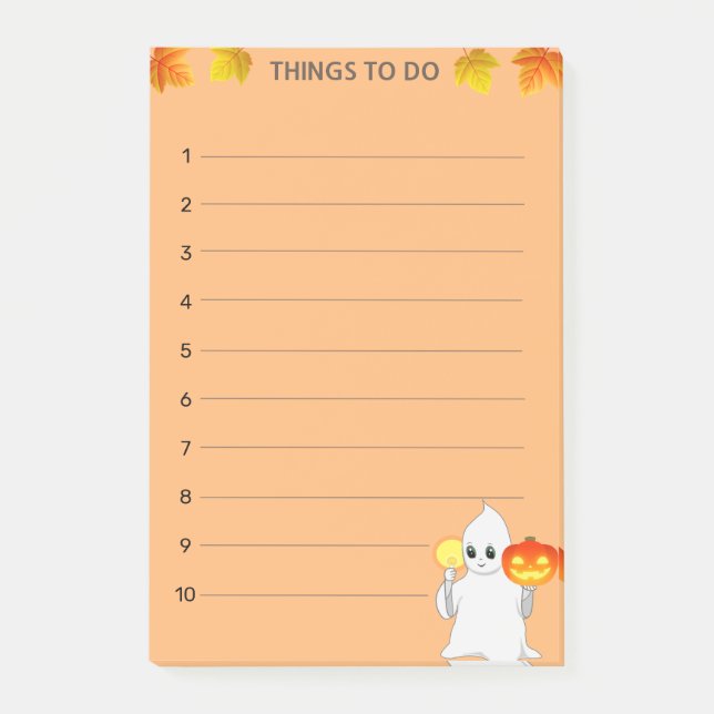 Things To Do & Ghost, Pumpkin & Candle on Orange Post-it Notes (Front)