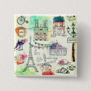 Things to do in Paris 15 Cm Square Badge