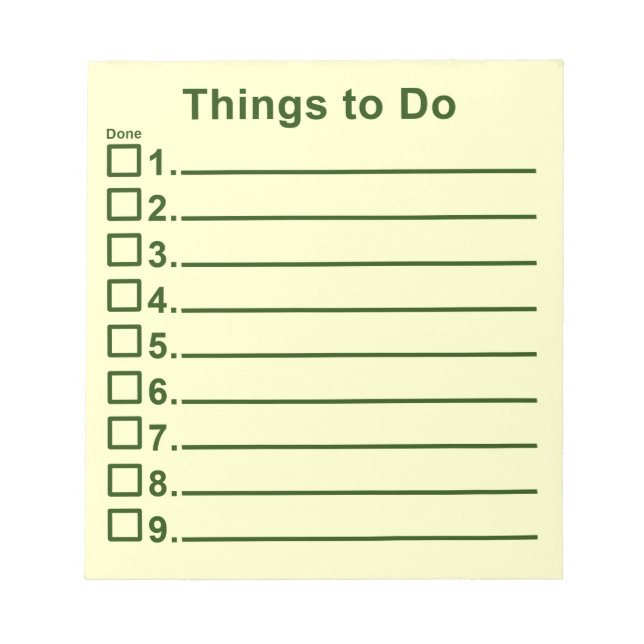Things To Do Notepad (Front)
