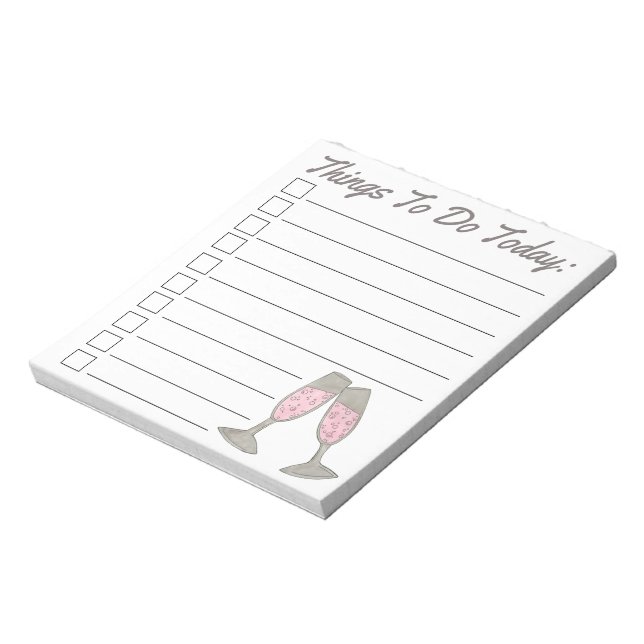 Things To Do Today Bubbly Pink Champagne Bride Notepad (Rotated)